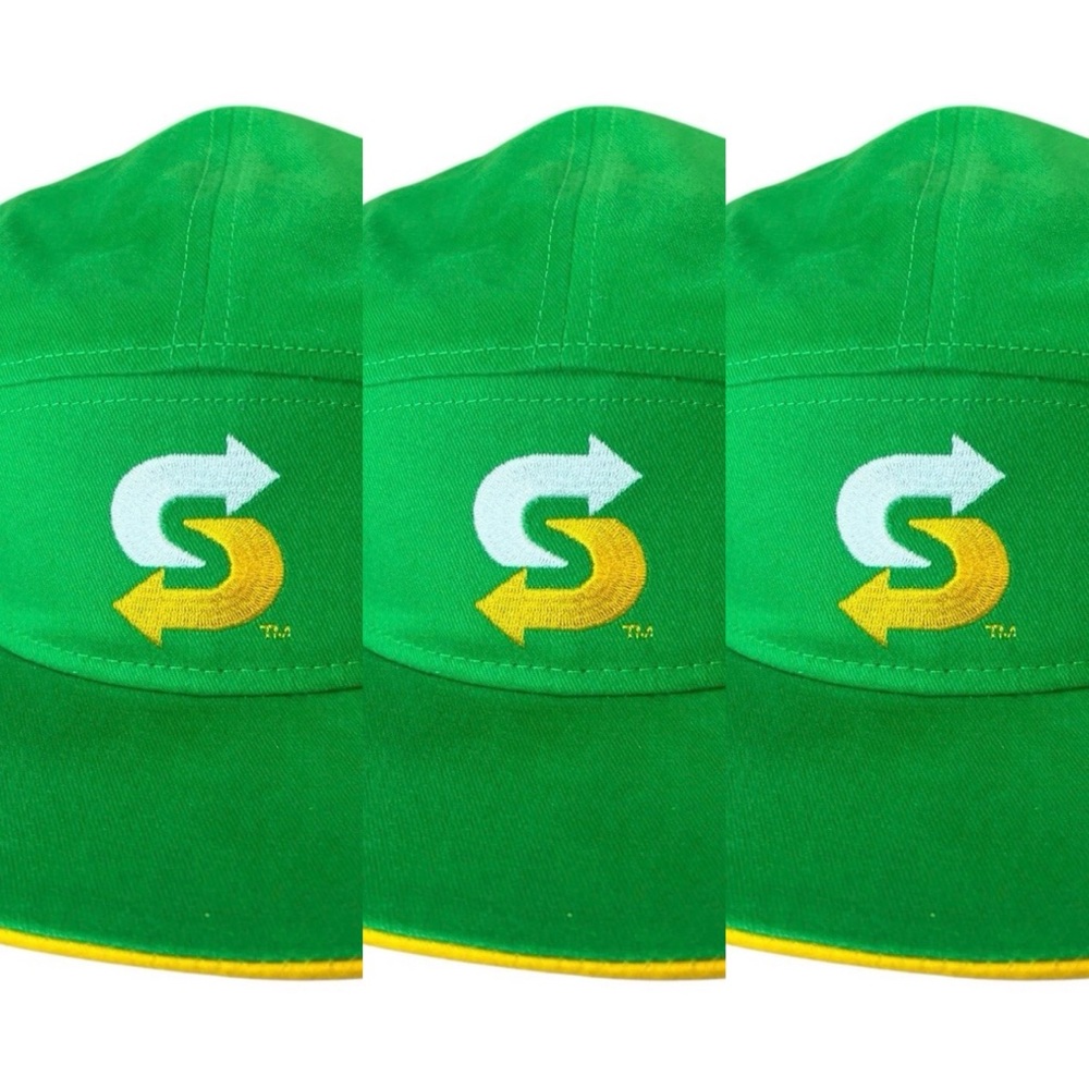 Lot of 3 Subway Crew Hat Green Official 5 Panel Snapback‎ Cap Fast Food Hat NEW!